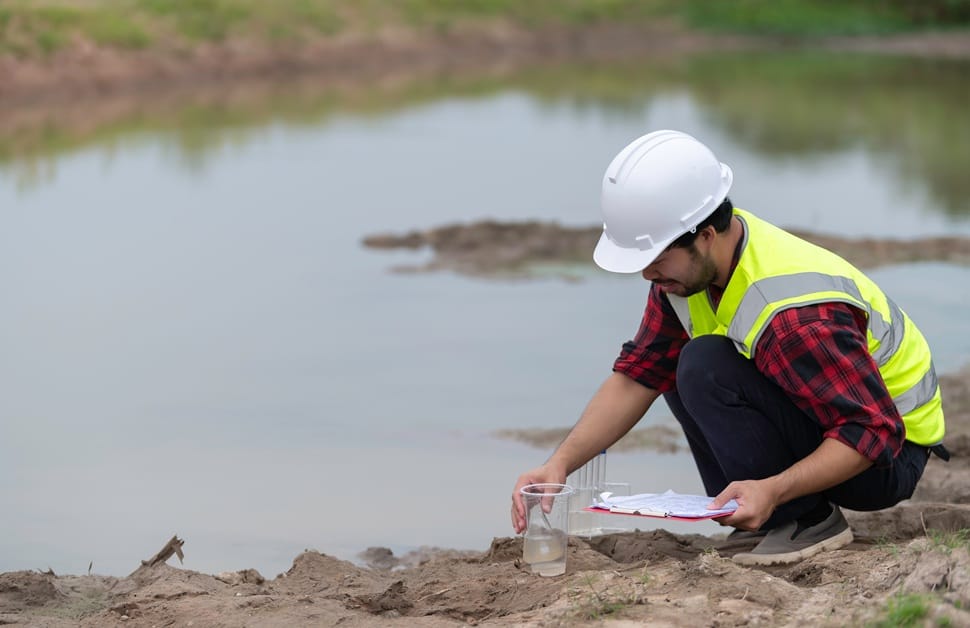 Contaminated land risk management being conducted on a site by a geo-environmental consultant