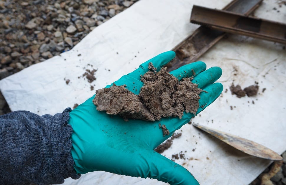 A soil sample taken from a development site as part of a contaminated land risk assessment